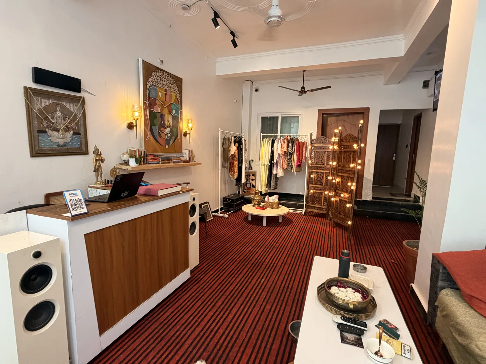 The reception counter looking towards the boutique