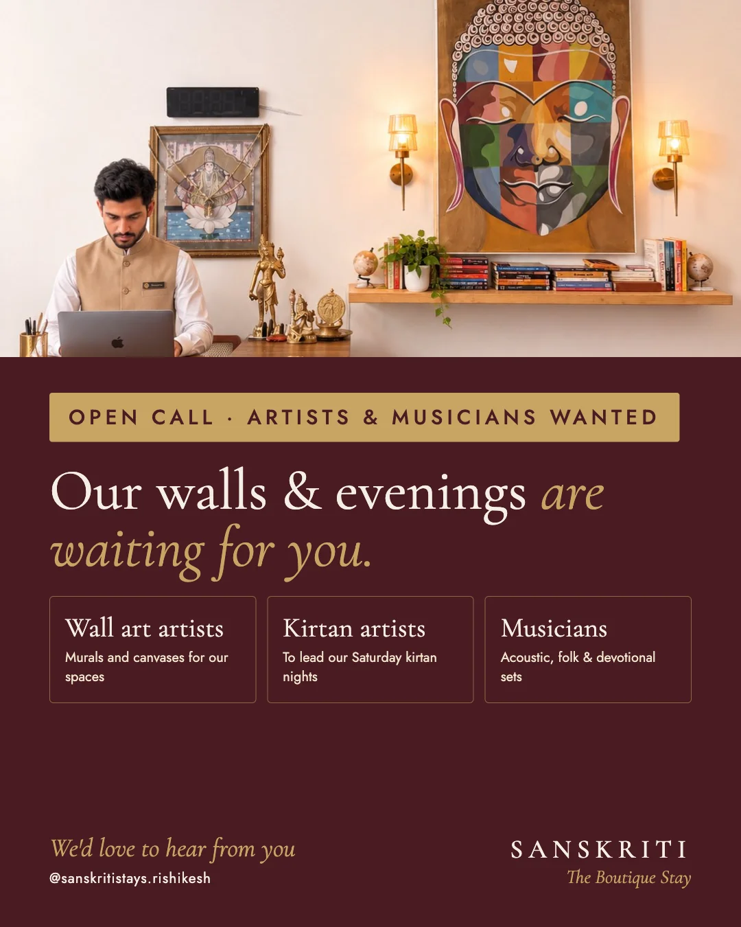 An open call — Wall artists, kirtan artists and musicians: come create with us.